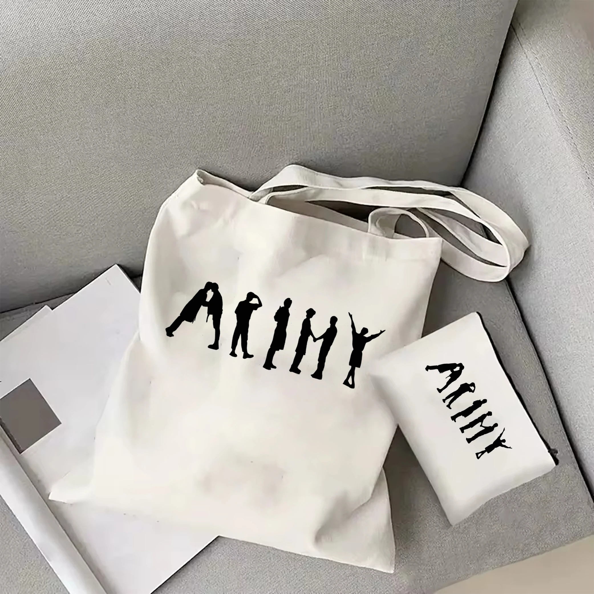 K-pop group tote bag Army Fan gift shoulder bag Korean Group Fashion canvas bag Bangtan Kpop merch Women's casual shopping bag