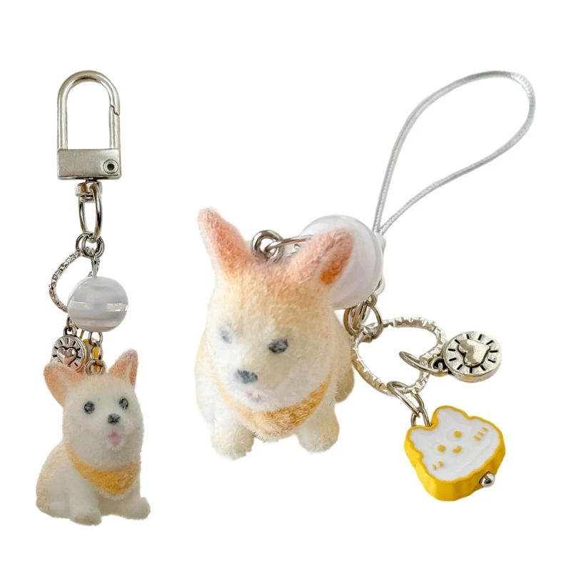 Artistic Shiba Inu cchain Phone Strap Chain Flocking Design Purse Ornament M76B