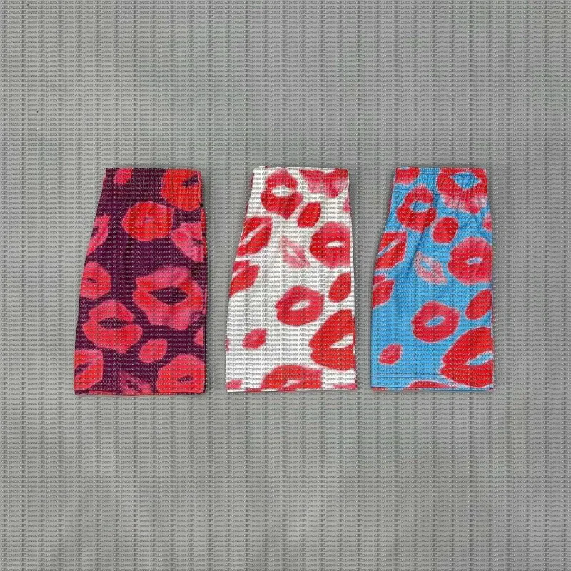 Red Lips, Lip Prints, Full Print Shorts, Breathable, Quick Drying, Loose Fitting, Men's and Women's Street Sports Beach Pants