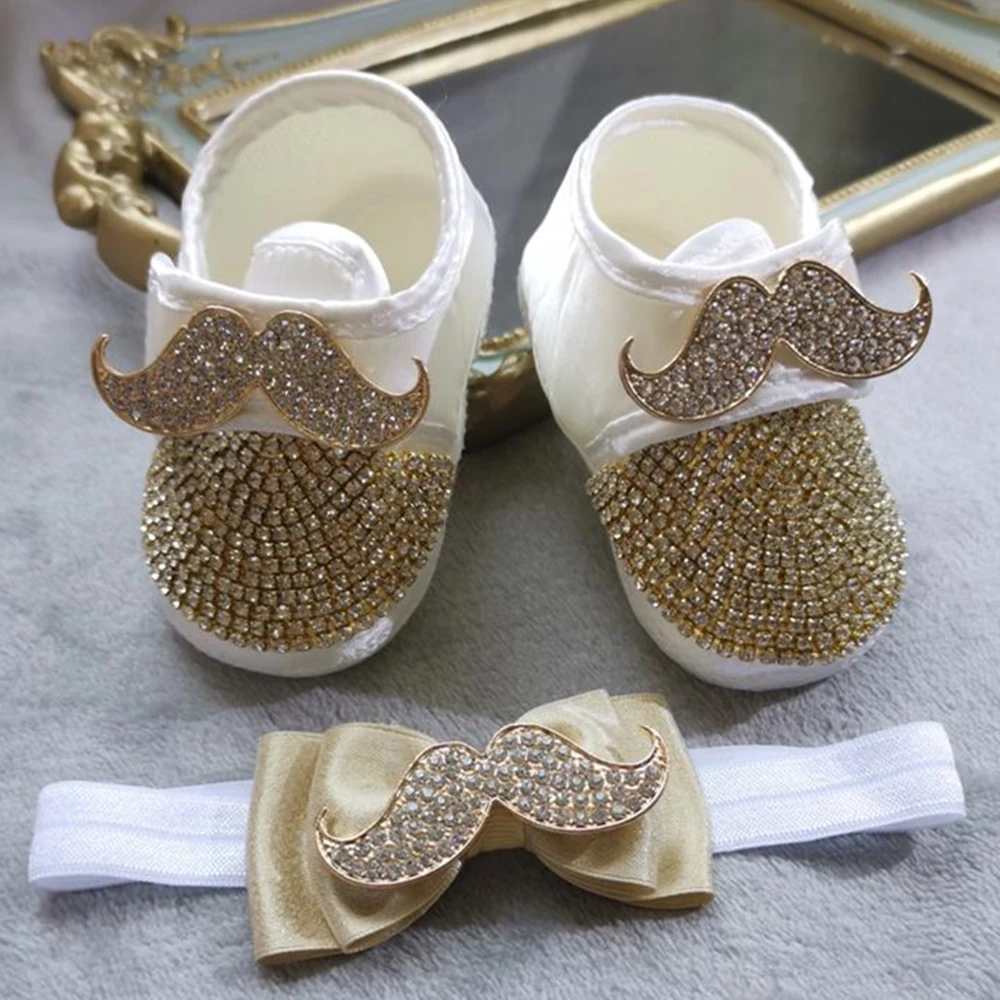 Dollbling Hot Selling Bling Rhinestone Princess Boy Golden Mustache Top Grade Felling Baby Shoes Toddlers Wholesale Sock Boots