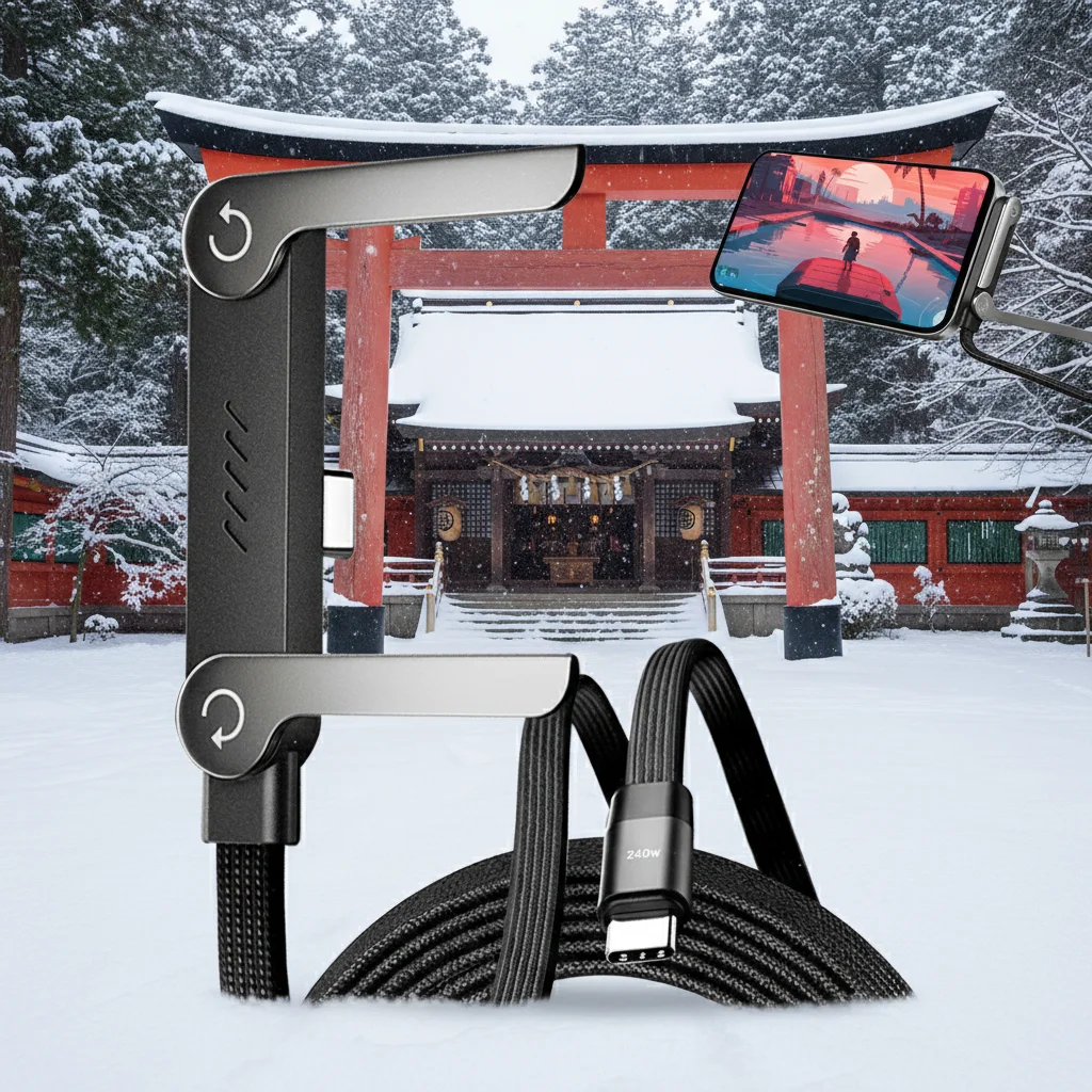 Foldable Charging Cable With Integrated Stand Fast Charging Cable Phone Tablet 240W Ultra-Fast Data Cable Phone Holder