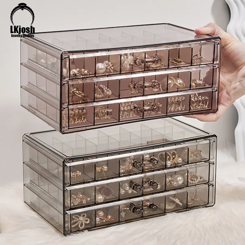 Plastic Transparent 72 Grid Jewelry Box Display Tray Drawer Storage Ring Earring Jewelry Rack Necklace Bracelet Storage Box