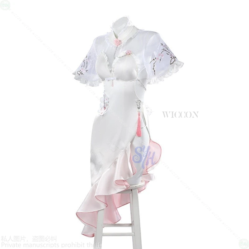 Дороти Косплей Костюм Аниме Игра GODDESS OF VICTORY: NIKKE Сексуальное белое кружевное платье Cheongsam Qipao Прекрасная Лолита Хэллоуин Вечеринка