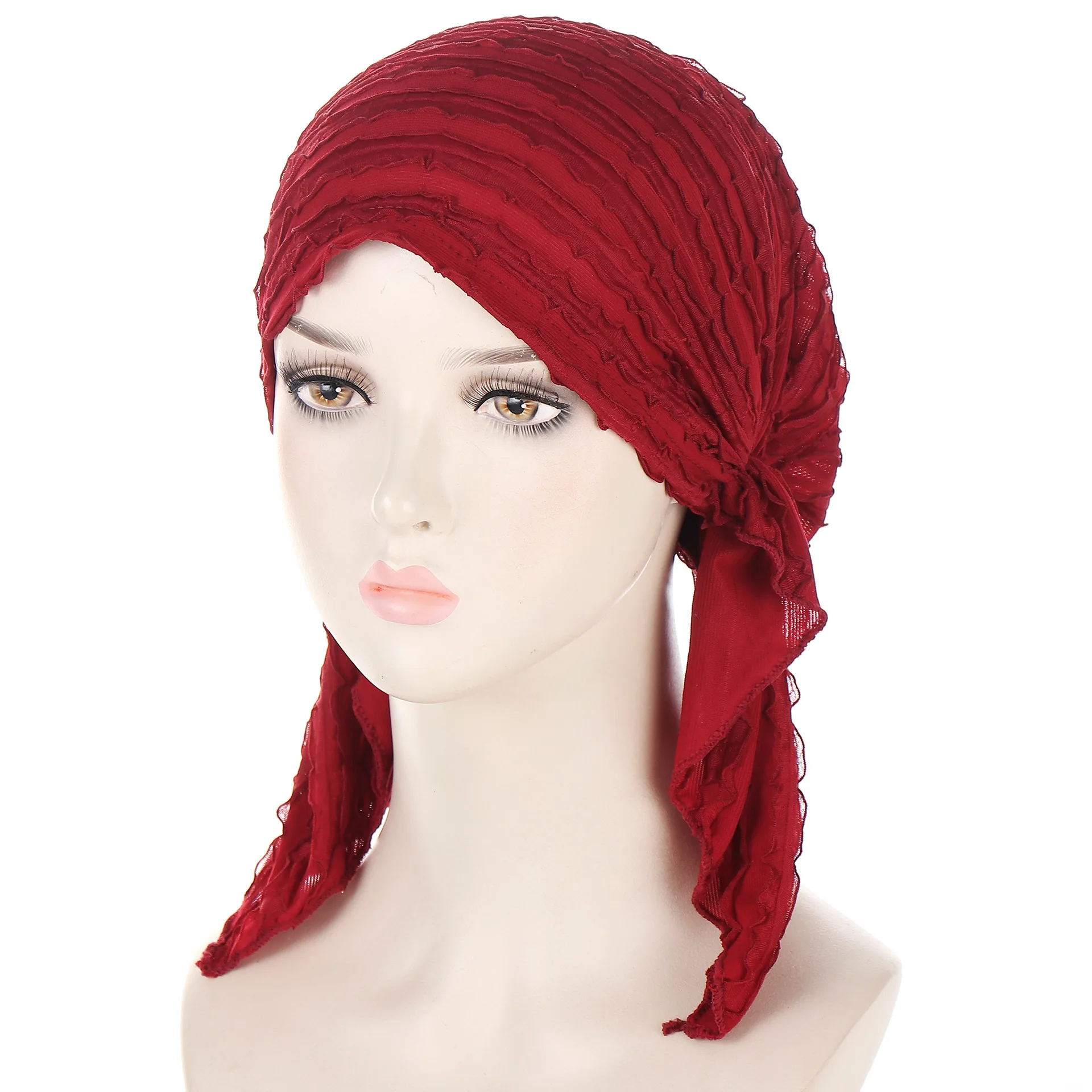 Muslim Fashion Solid Color Hijab Turban Bonnet Long Tail Head Wraps Soft Elastic Hijab Hats Chemo Cap For Women Girls