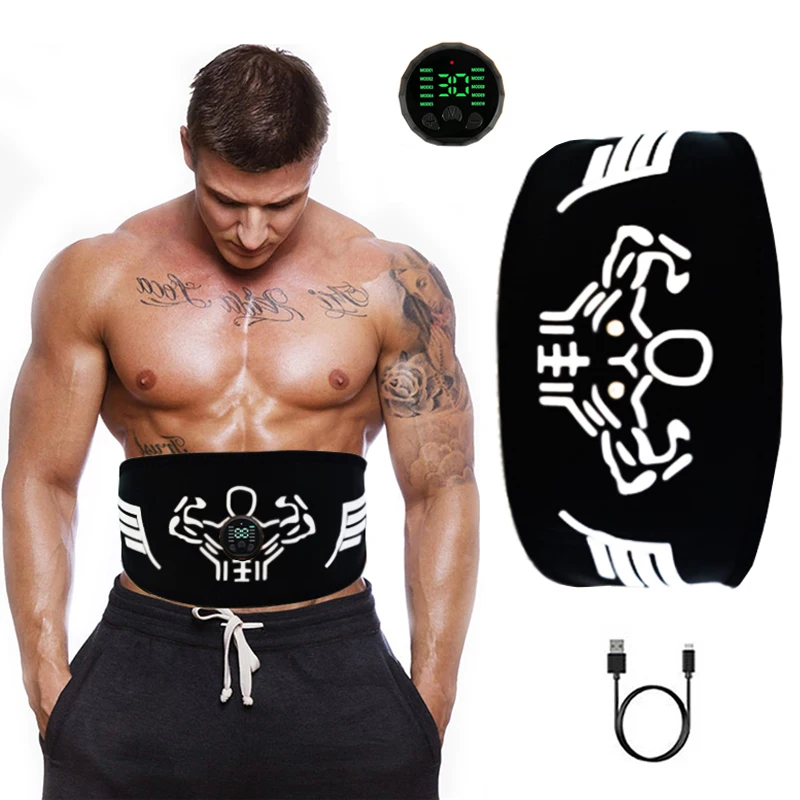 

120 см EMS тоник для стимуляции мышц, тонизирующий пояс для живота, домашний фитнес-массажер для похудения, USB перезарядка