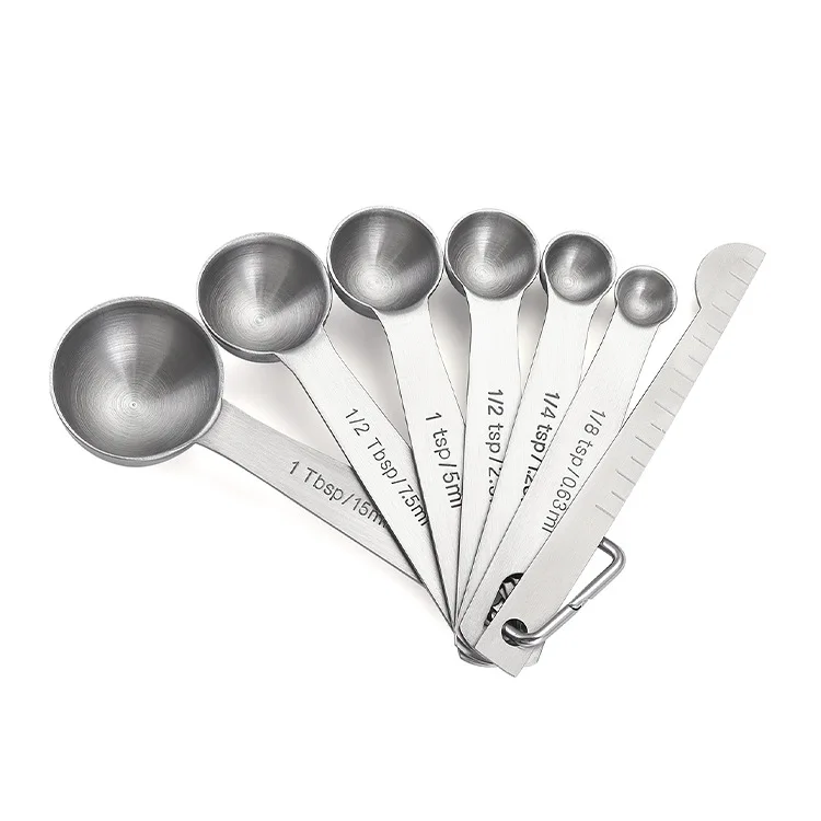 Stainless Steel Measuring Spoon with Graduated Seasoning Spoon 7-piece Set, Set of Baking Tools