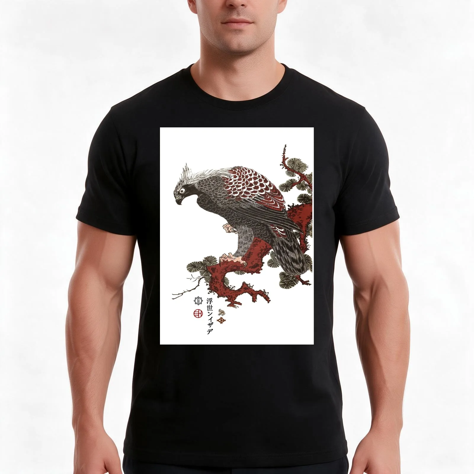 M-001 Eagle in the Rain T-Shirt, Summer Casual Cotton Tee, Oversized Streetwear Tops, Vintage Graphic Print, Unisex Men Women