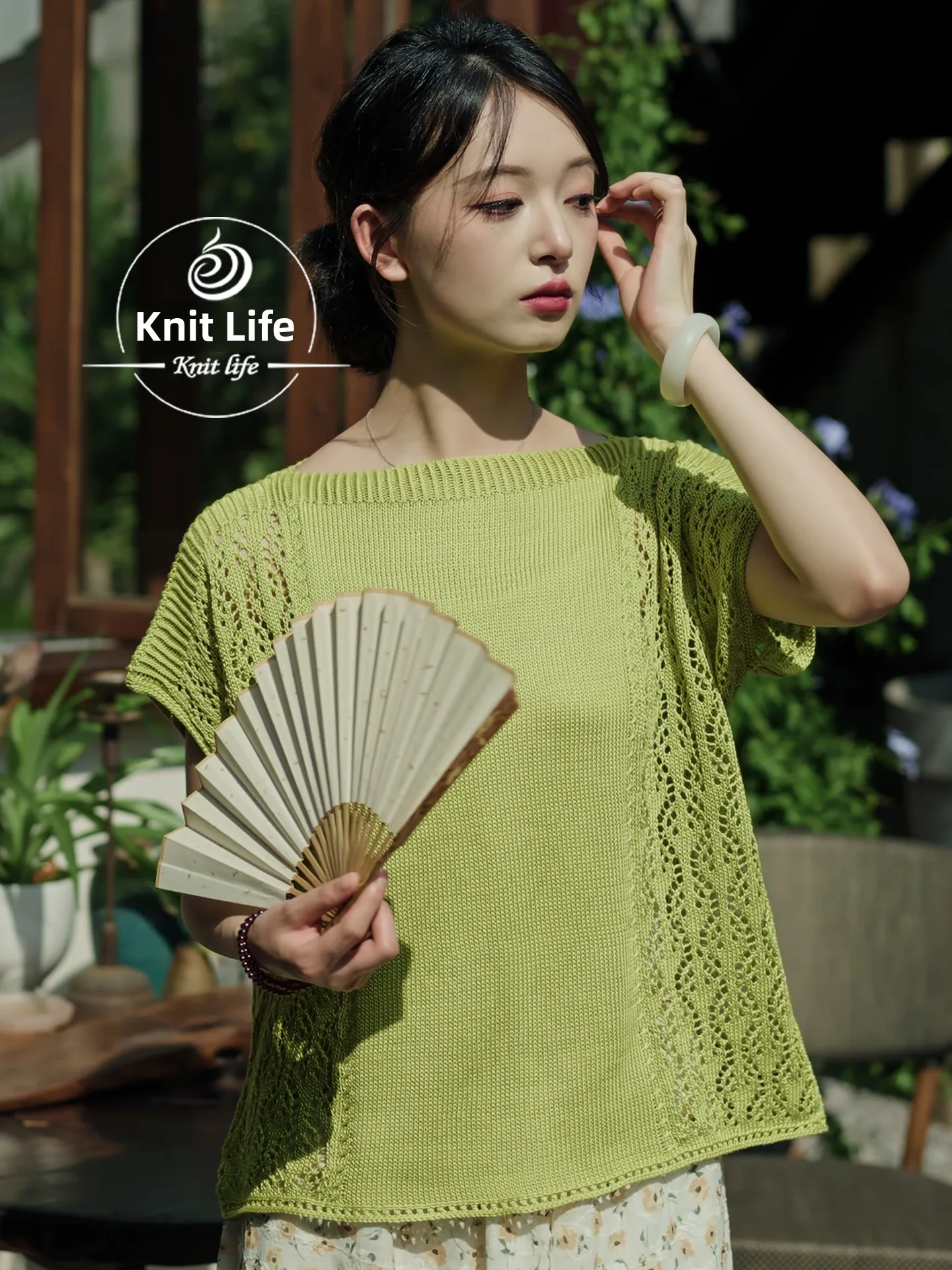 handmade-diy-silver-flute-knitting-machine-material-kit-short-sleeve-hollow-out-one-shoulder-video-included-by-weave-life