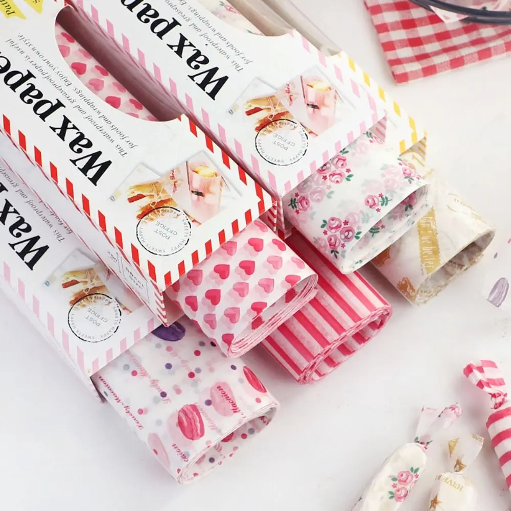 10/50pcs Waterproof Heart Printed Wax Paper Disposable Oilproof Baking Paper Baking Wax Paper Pad