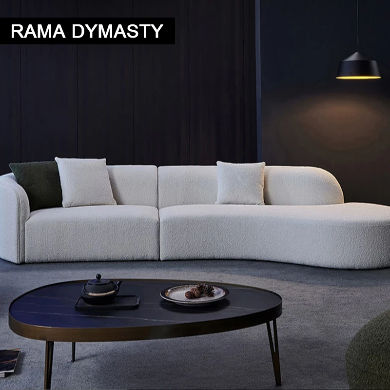 curved sofa modern minimalist living room large apartment concubine light luxuryinsWind shaped corner fabric sofa