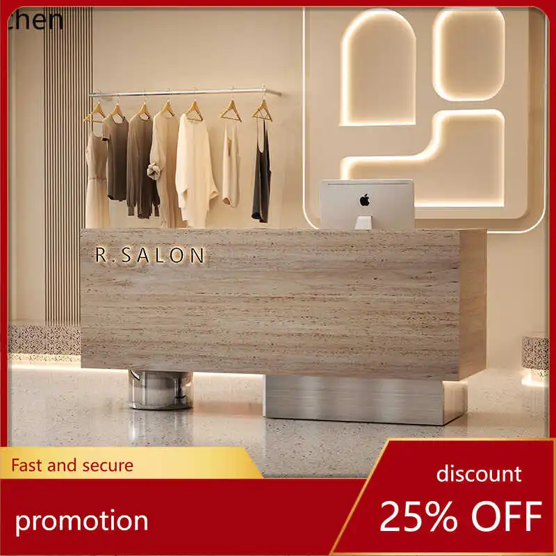 

HT простой магазин одежды, касса, травертиновая барная стойка, стойка регистрации