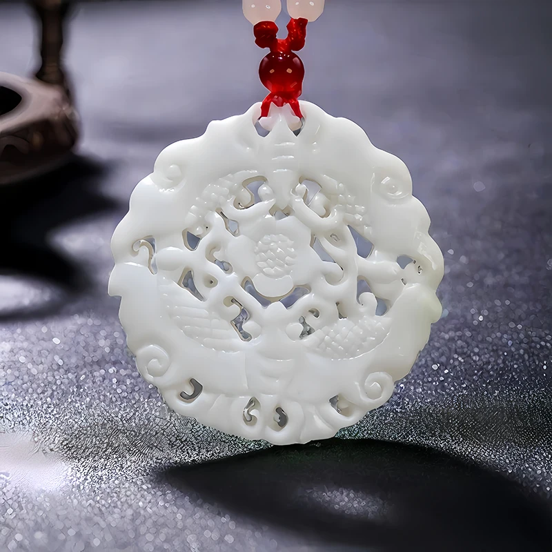 White Natural Real Jade Butterfly Pendant Necklace Vintage Talismans Gift Charm Amulet Gifts for Women Men Stone Luxury Designer