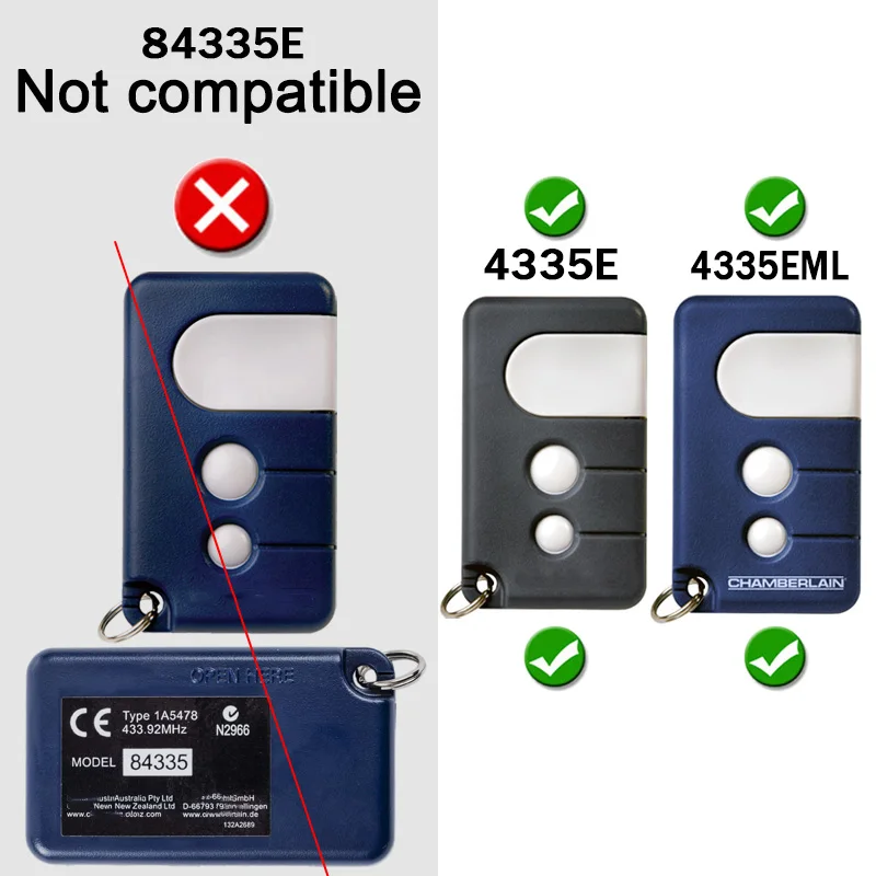 Imagem -02 - para Chamberlain Liftmaster 4335e 4330e 4332e 4333e 4335eml 4330eml 4332eml 4333eml Comando à Distância para Porta de Garagem 43392 Mhz Abridores de Porta de Garagem 120 Unidades