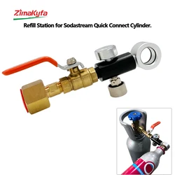 Soda Water CO2 Refill Adapter for Sodastream Quick Connect Cylinder DUO Art Terra Charging,Ball Valve 250Bar 2kPsi Gauge