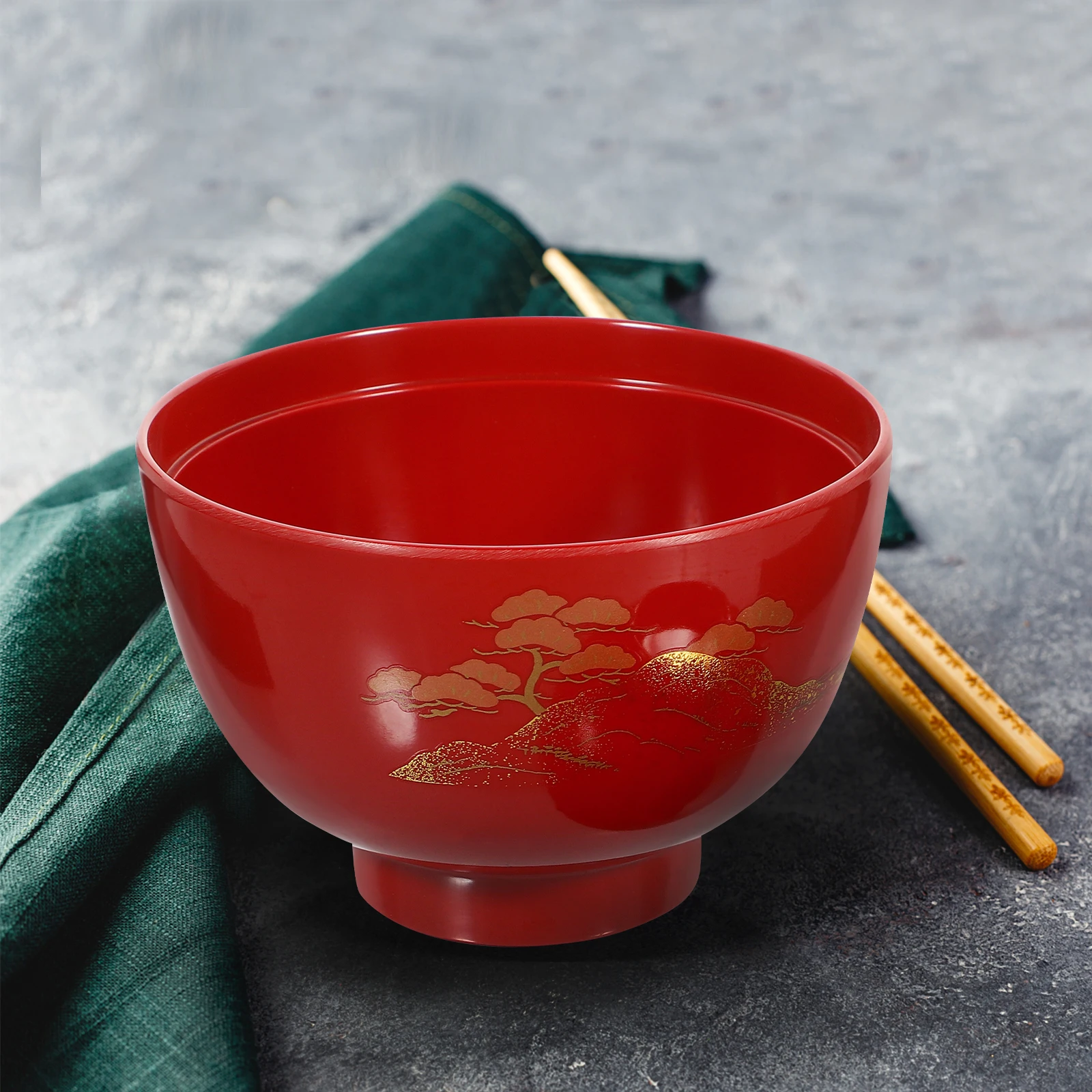 Ciotola per Zuppa Miso in Melamina con Coperchio, Stile Giapponese, Riutilizzabile per Riso e Noodle, Contenitore Infrangibile per Cucina e Servizio