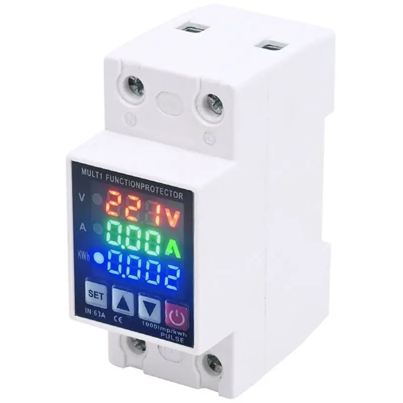 DT35 63A DIN Rail Adjustable Over Under Voltage Protector, Overload Protection Device