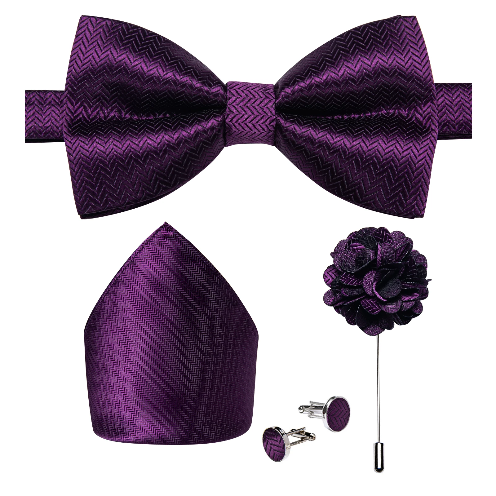 Hochzeitsfliege für Herren, klassisch rot, vorgebundene Fliege, Manschettenknöpfe, Ansteckblume, Set für Partys, Schmetterlingsknoten, Geschenk, Herren-Accessoires – Detail 27