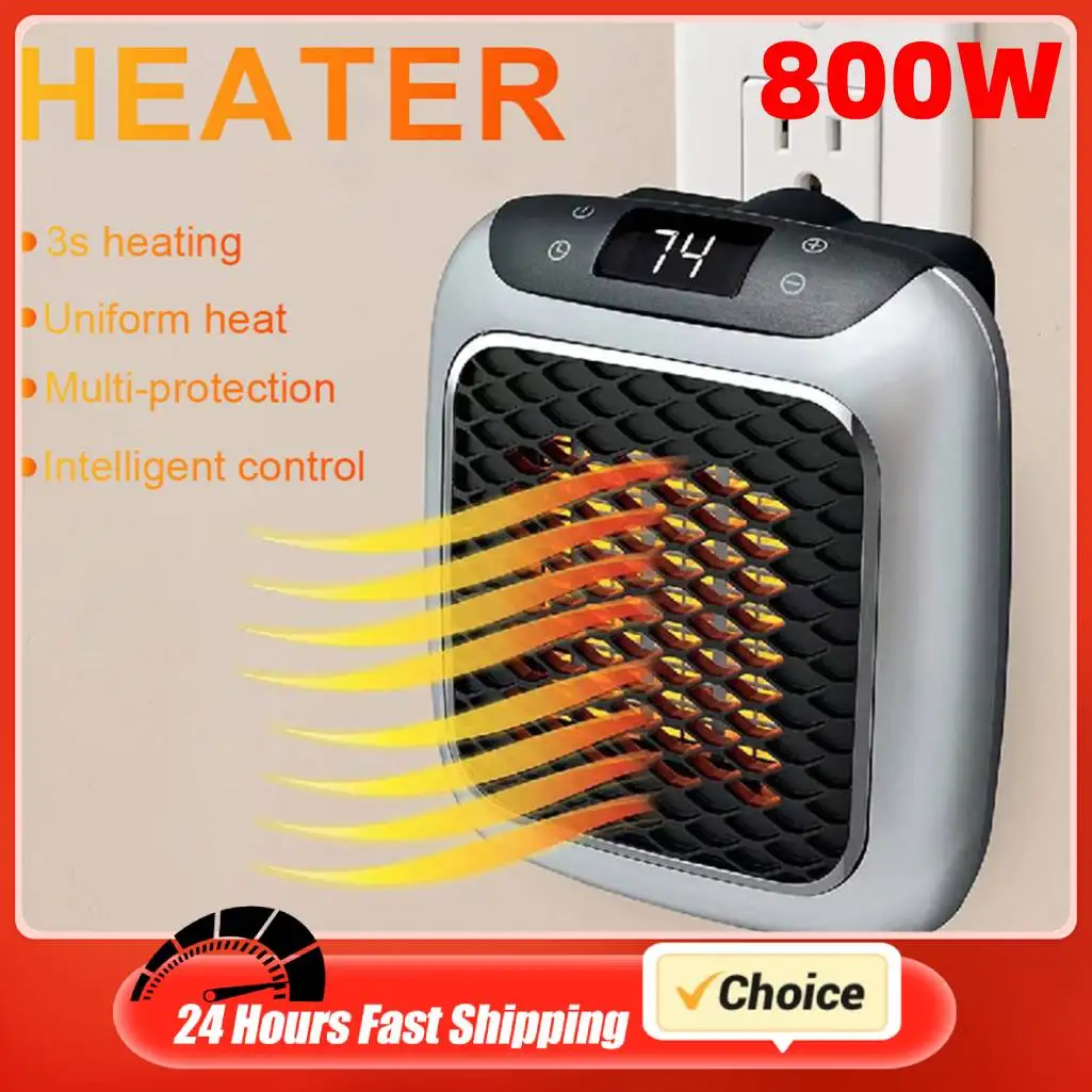 

Mini Wall Mounted Heater with LED Digital Screen Portable Small Electric Heater Fan Low Noise Adjustable Plug In Heater for Home