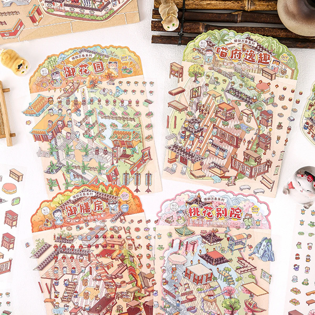 3D Landscape Stacking Sticker, Miniature Multi‑Layer Diorama Scene PET Decal, DIY Handbook Collage Scrapbook Creative Craft