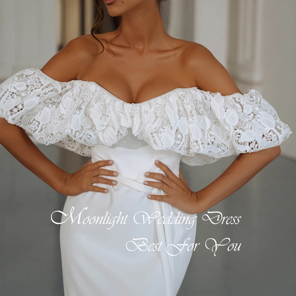 فستان زفاف حورية البحر بطيات من الدانتيل الحديث للنساء 2026 رقبة قارب عاري الكتفين مفتوح الظهر فستان زفاف Vestidos De Novia مخصص