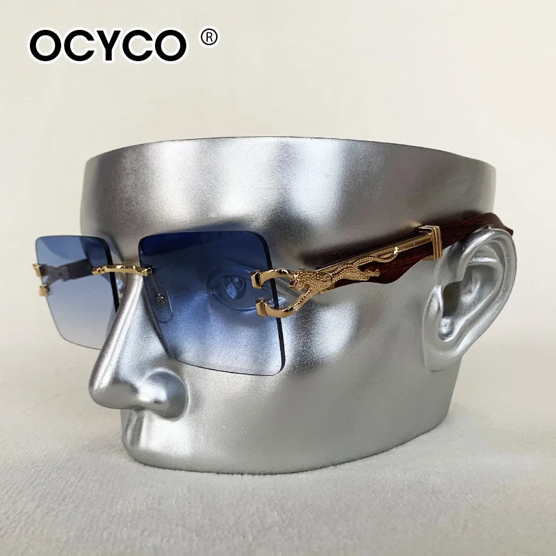 Mode Randlose Quadratische Sonnenbrille Für Mann Leopard Design Gradienten Sonnenbrille Frau Luxus Outdoor Brillen UV400 – Detail 12