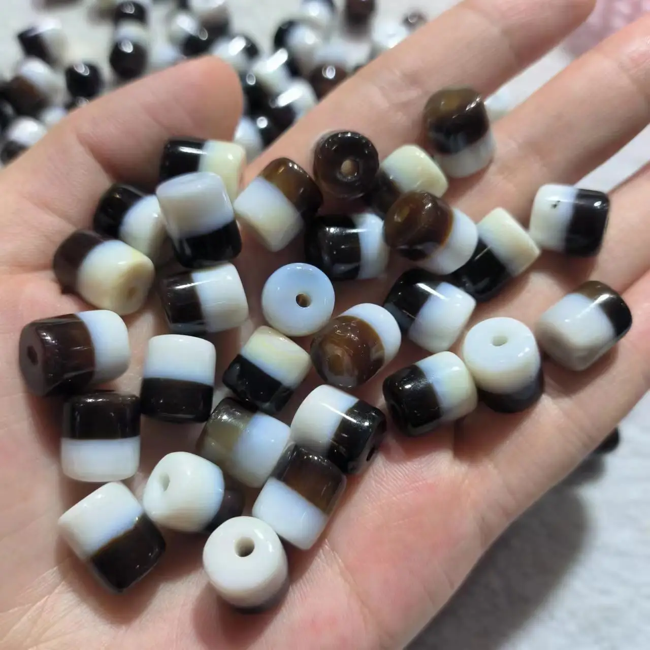 1pcs/lot Natural Agate Dzi black and white beads nice color necklace bracelet accessories jewelry amulet folk-custom wholesale