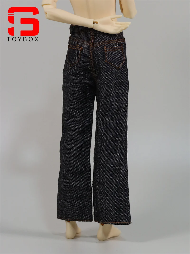 Pantalones vaqueros femeninos a escala 1/6, pierna recta, pantalones de pierna ancha, modelo de ropa apto para cuerpo de figura de acción de soldado de 12 pulgadas