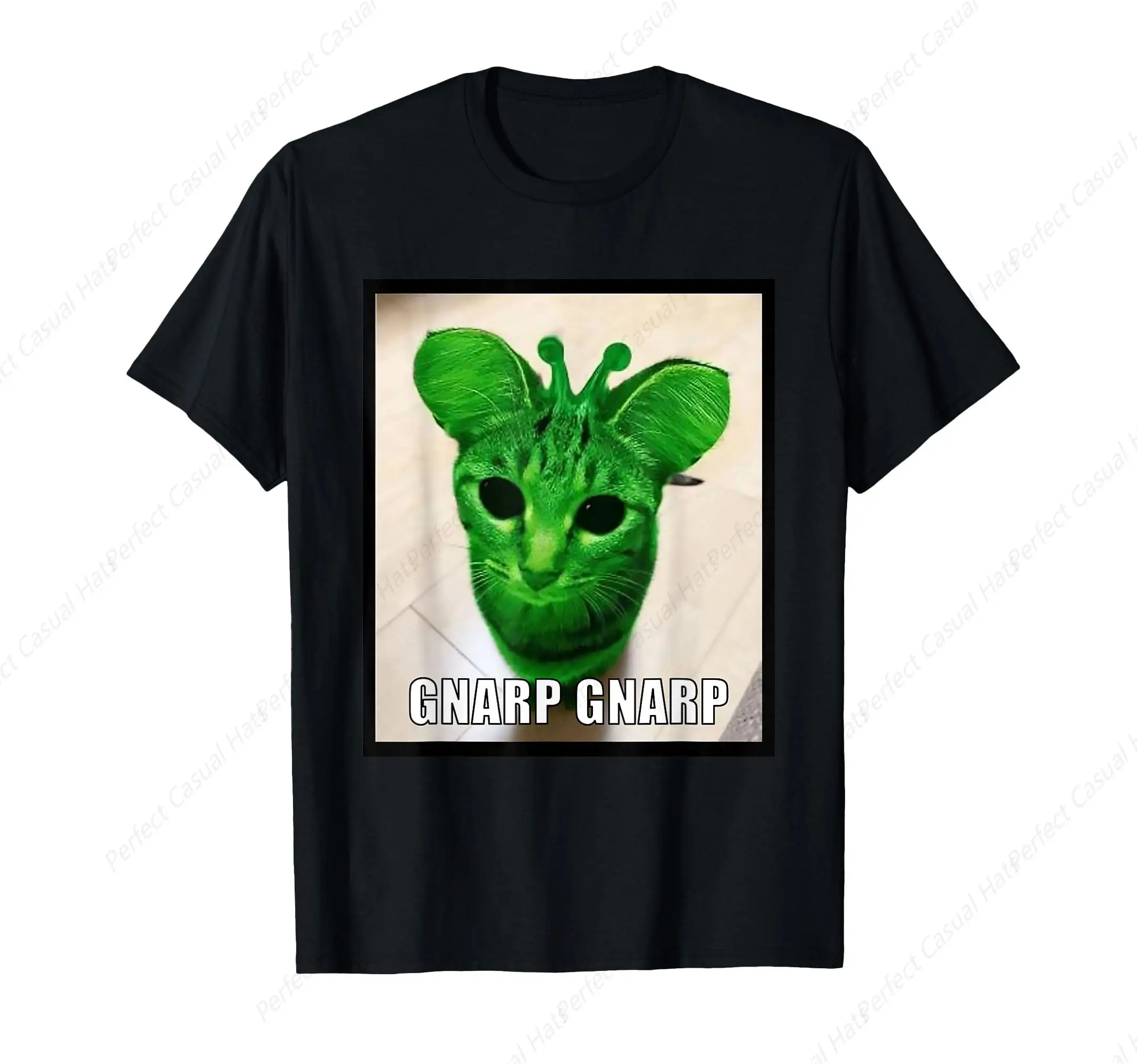 Gnarp Cat Silly Alien Cat Meme T-Shirt Leisure  Drop Pure Cotton Loose Couple Tee