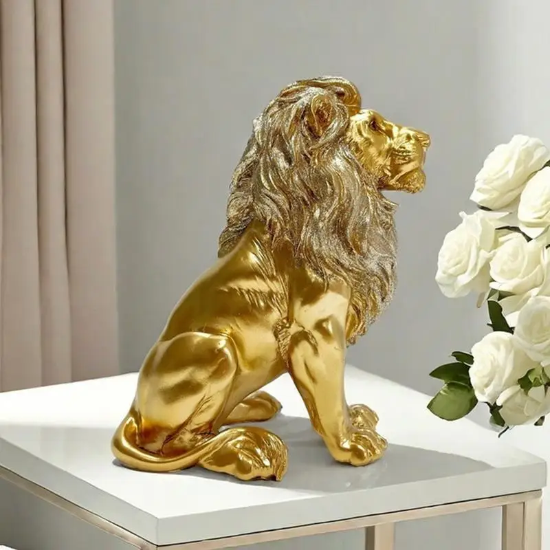 

Lion Sculpture Ornament Standing Resin Lion Sculpture Decor Resin Decorative Lion Ornament Desktop Animal Figure Statues For