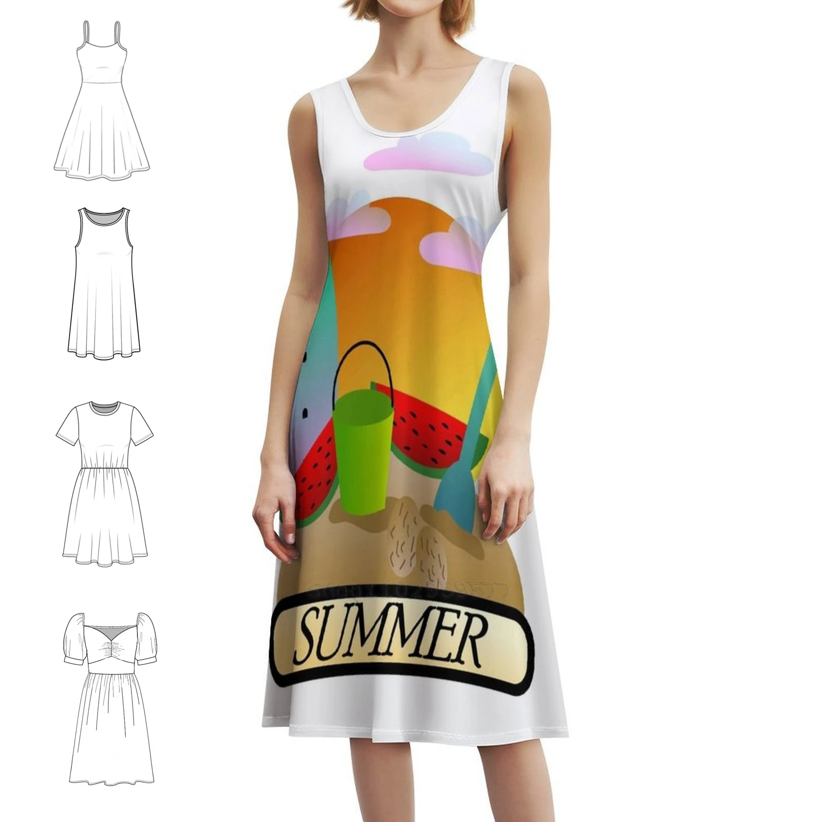 

Летнее женское элегантное вечернее платье, платье трапециевидной формы с короткими/длинными/опциями без рукавов, летние каникулы, летнее пляжное платье для серфинга