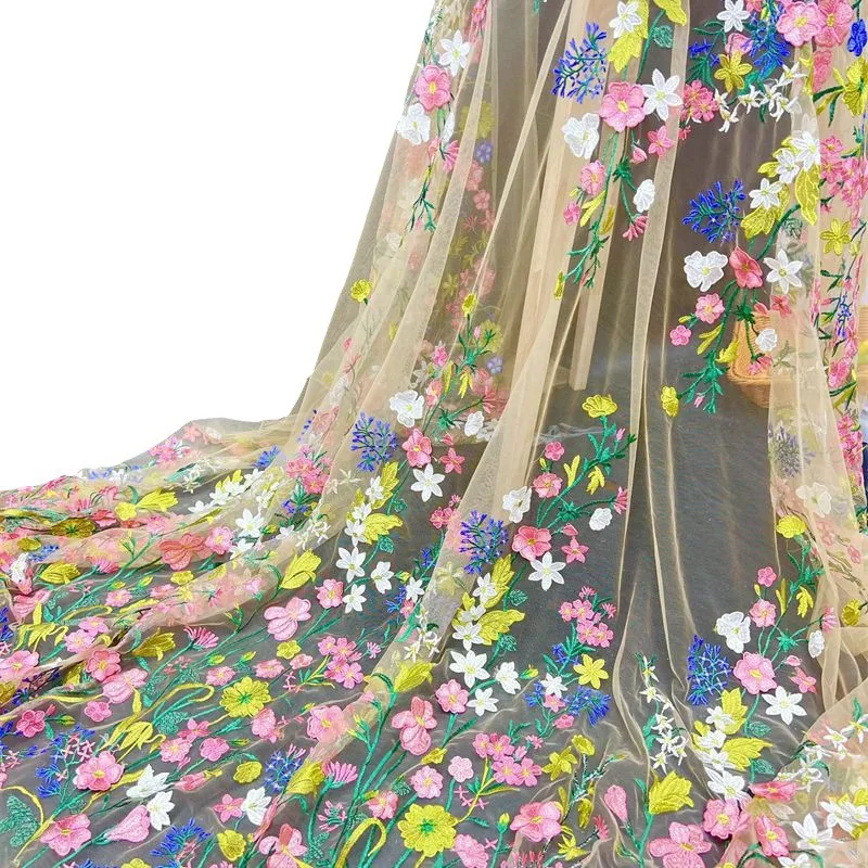 

150X90Cm 3D Floral Lace Fabric Mesh Embroidery for Wedding Dress Diy Sewing Costume Craft Material