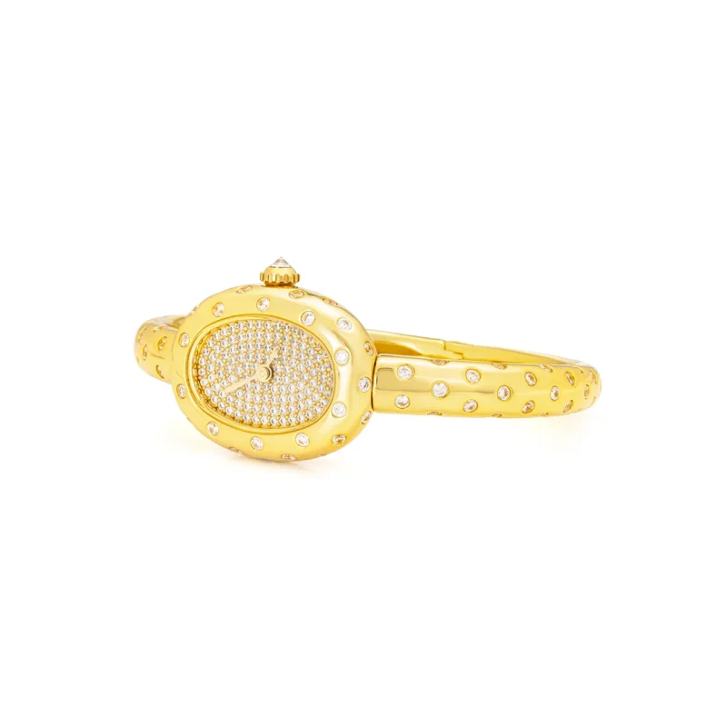 Cameo Luxury Fashion Women's Watch Gold Inlaid Gemstone Exquisite Versatile Fashion Elliptical Starry Bathtub Watches