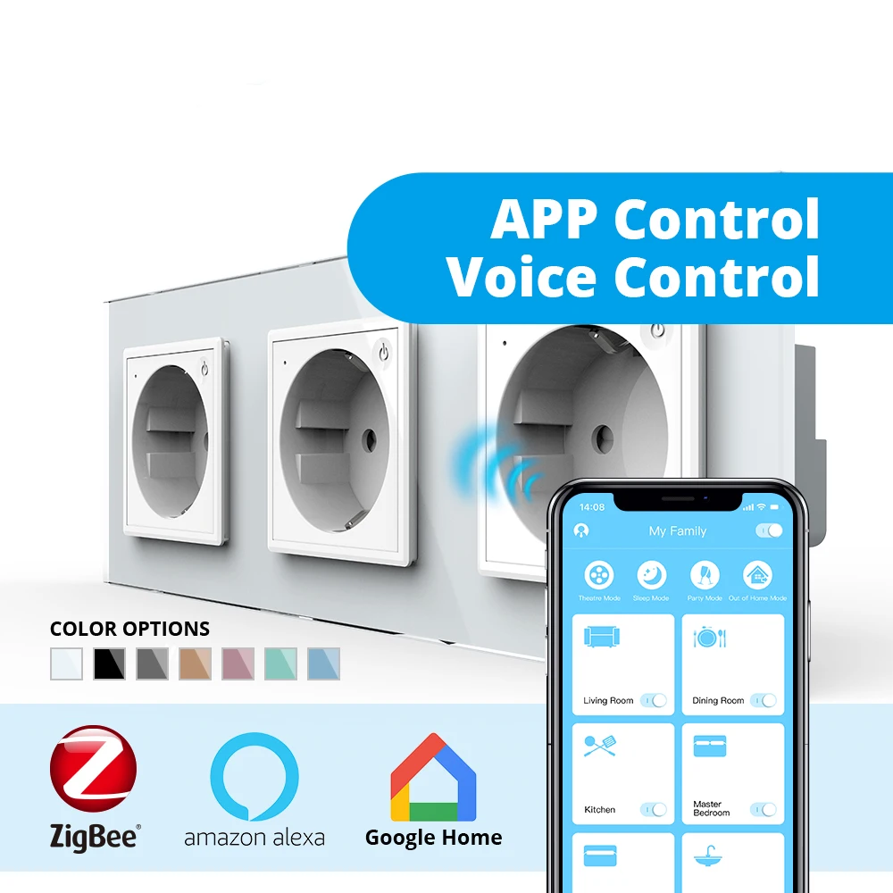 EU Standard New Smart Tripe Plug 16a Zigbee Socket,smart Sockets Wifi Power Socket