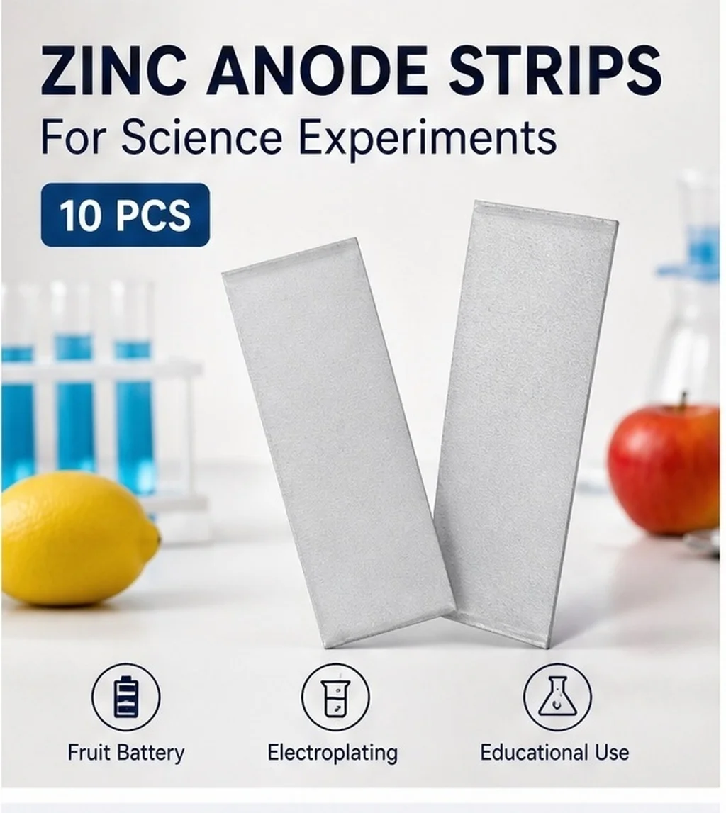 10Pcs Zinc Anode Plates Zinc Electroplating Sheets for Galvanizing Experiments Fruit Battery Making Electroplating Experiment