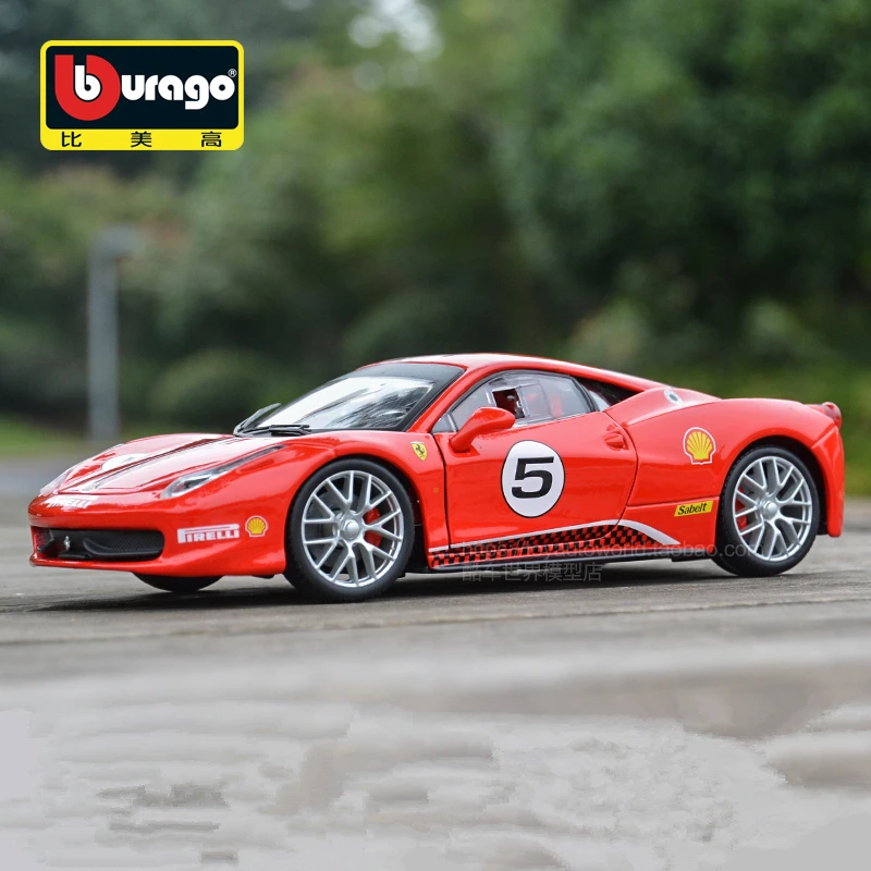 Bburago 1:24 Ferrari 458 Challenge Alloy Sports Car Model Diecast Metal Racing Car Vehicles Model Simulation Childrens Toy Gifts