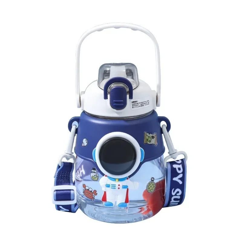 Pet Water Bottle with Straw Kawaii Plastic Cartoon Astronaut 1200ML Large Capacity Outdoor Cute High Beauty for Pet Dog