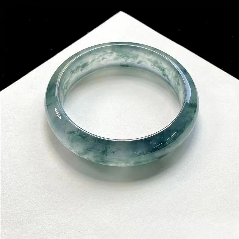 

Modern Minimalist Floating Flower Ice Seed Natural Stone Jade Bangle Bracelet for Women's Fashion and Health Jewelry Gift