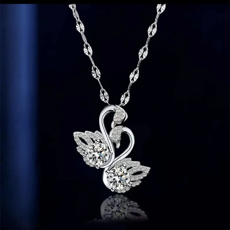 New 925 Sterling Silver Necklace Shining Pendant Simple for Women Noble Wedding Jewelry Fine Fashion Accessories Party Gift