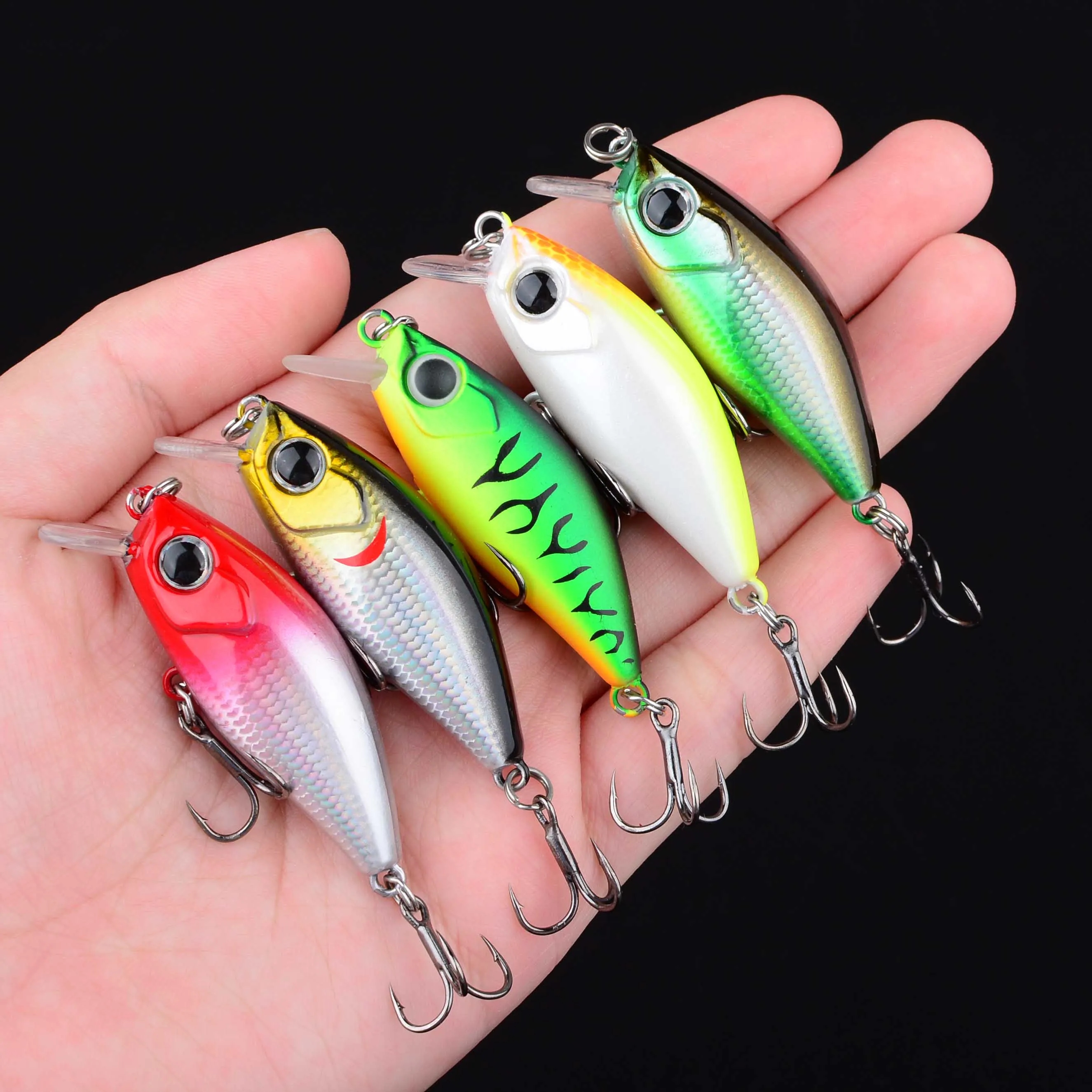 1 pièce Leurre de pêche Crankbait Minnow 5CM 5g, Wobblers, Leurre dur artificiel coulant pour bar, en plastique, matériel de pêche