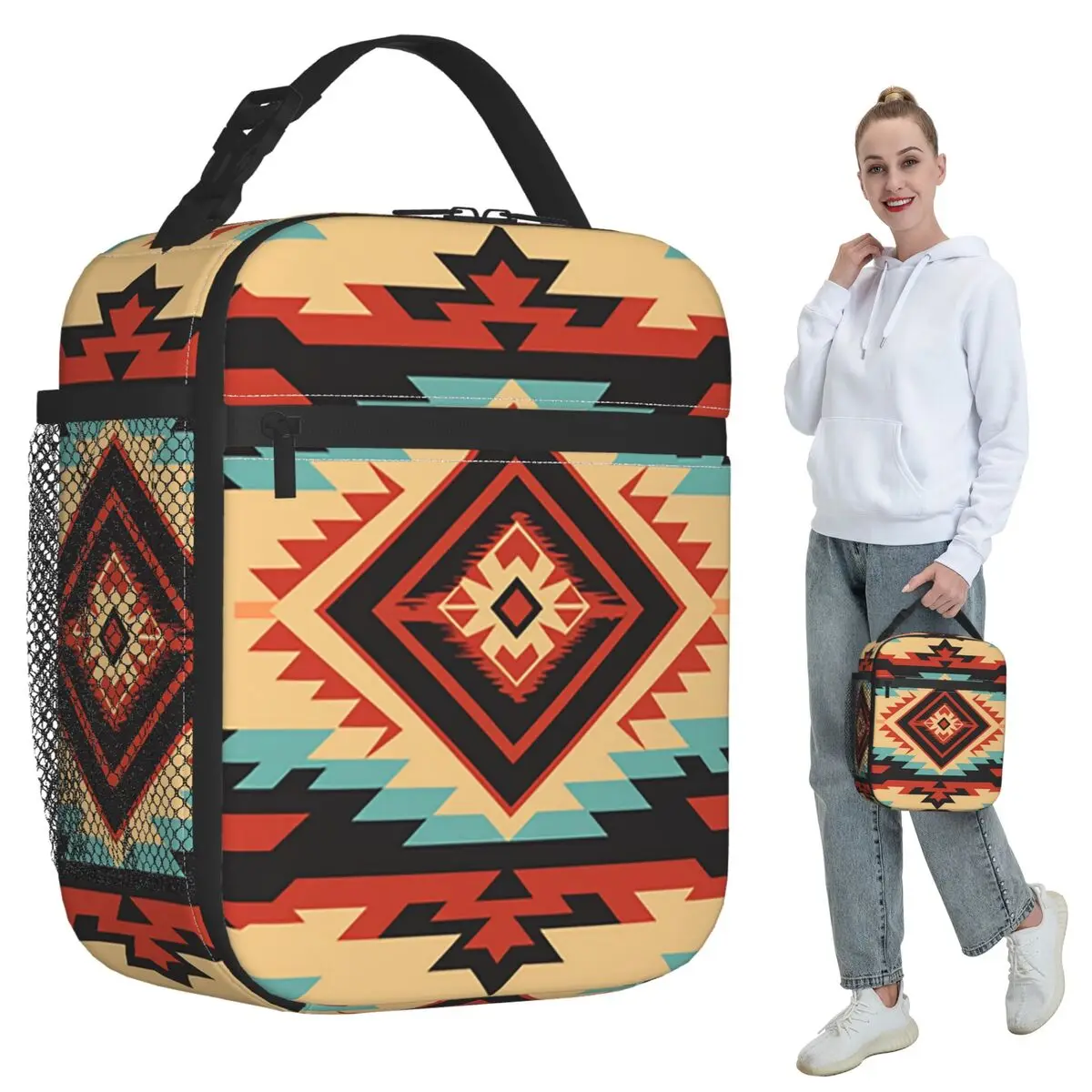 Bohemian Pattern Insulated Lunch Bag for Women Office Cooler Thermal Food Box Tote Leakproof Lunch Boxes Container