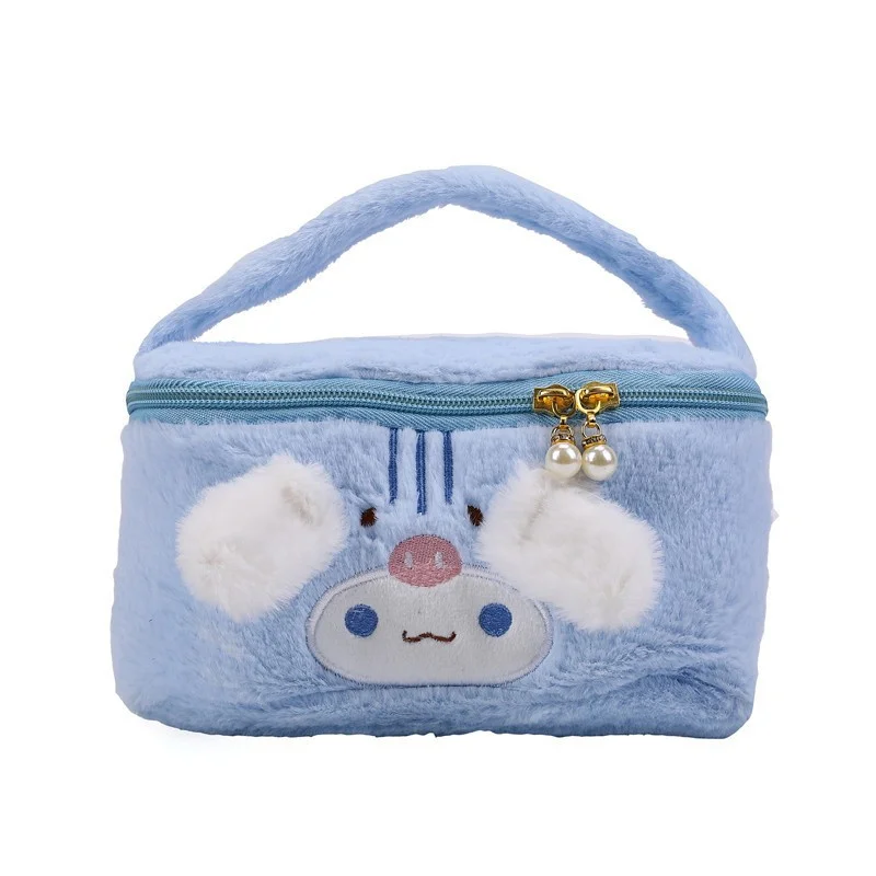 Blue Cinnamoroll Handheld Storage Bag Makeup Bag Plush Cartoon Toiletry Bag Large Capacity