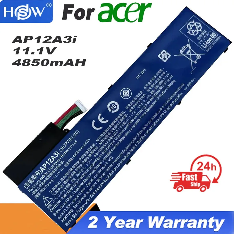 Laptop Battery AP12A3i For Acer Iconia W700 Aspire Timeline Ultra U M3-581TG M5-481TG AP12A3i AP12A4i 11.1V 4850mAh/54WH