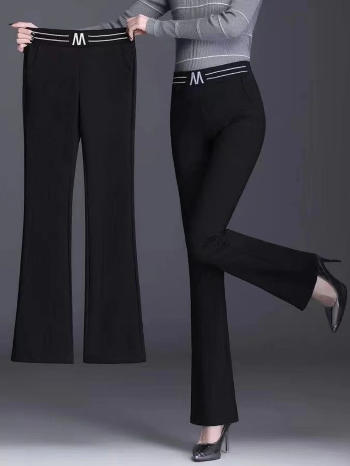 

Новые женские повседневные брюки-клеш Bla с высокой талией, тонкие, эластичные, утягивающие, для весны, лета и осени, модные, свободного кроя