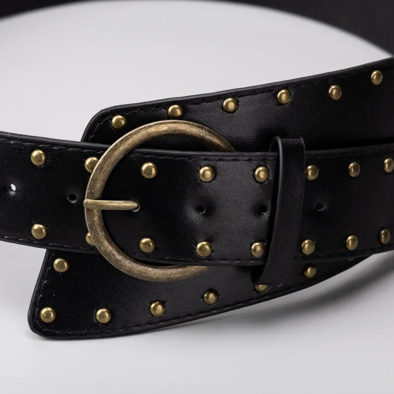 Moda donna PU Rivetto in pelle Fascia da smoking Abito femminile Corsetti Cintura Cinture Decorazione Cintura larga TB279