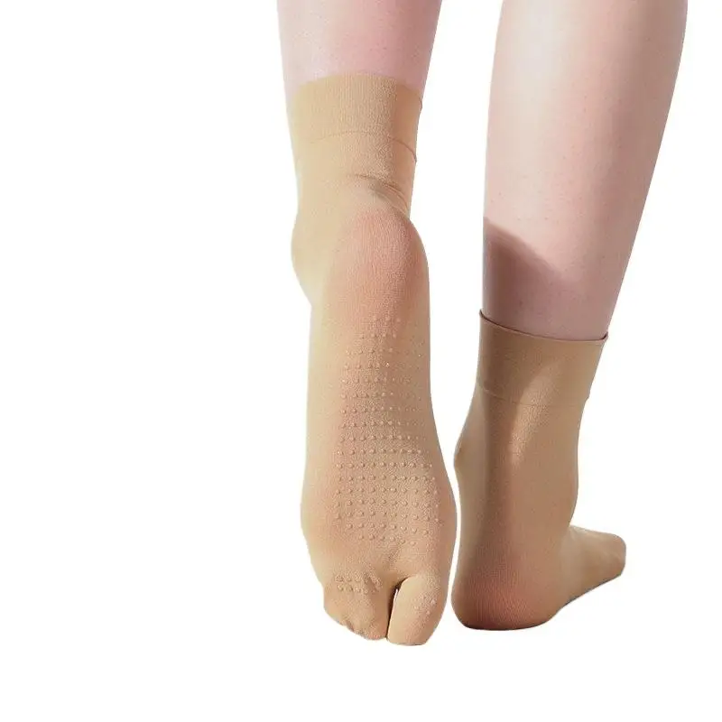 Women Two Finger Silk Sock 1 Pair Solid Color Sheer Nylon Stockings Silicone Anti Slip Sole Breathable Thin Sock For Casual Wear view 6
