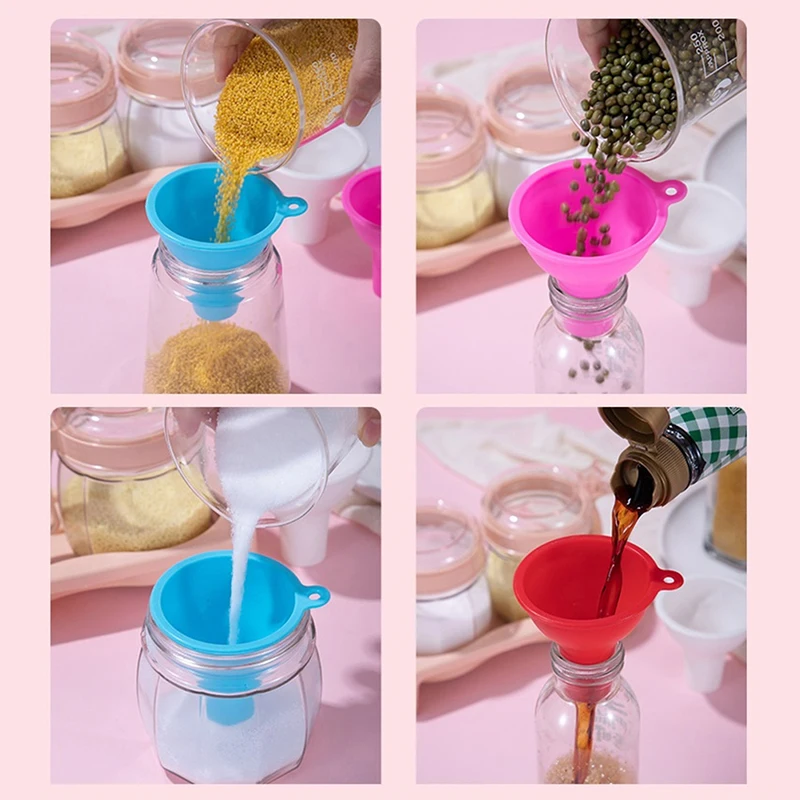 1Pc 8CM Silicone Wide-Mouth Funnel Milk Powde Bean Funnel Large-Caliber Multi-Function Wine Leak Oil Leak Kitchen Accessories.