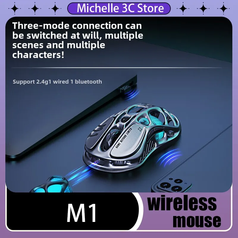 PoJian Cocoon Breaking Mouse 3395 Esports Game RGB Light Three Mode 2.4GHz Wireless Wired Magnesium Alloy Hollow Macro Office