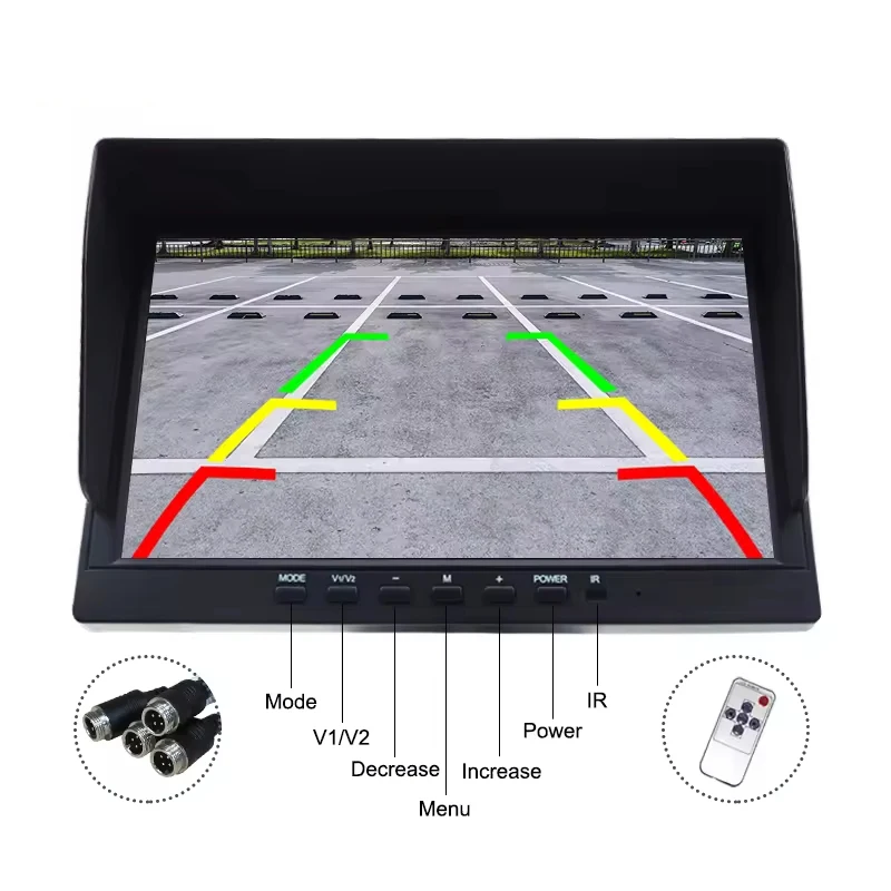 AI Blind Spot Detection 10.1'' 4CH BSD Alarm Monitor System  with AHD1080P IR Night Vision Cameras