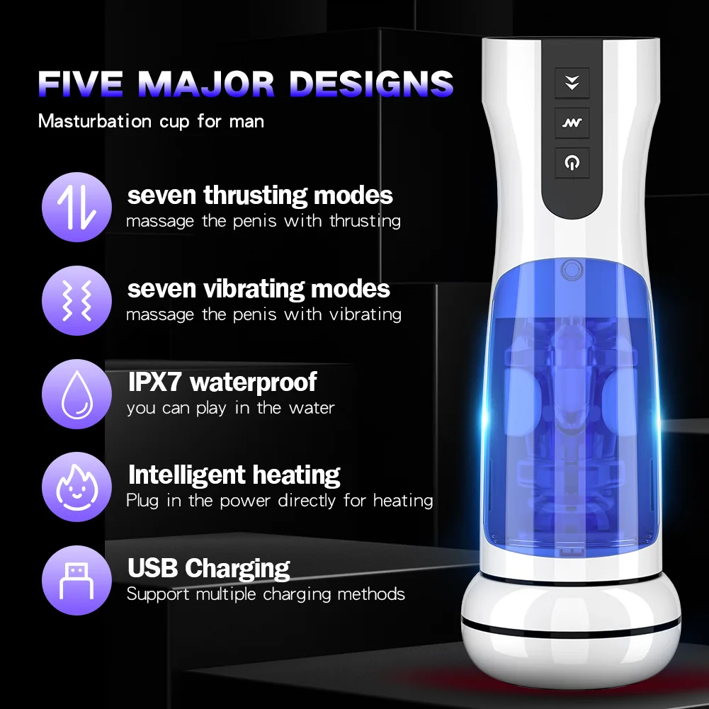 IPX7 Waterproof Wearable Telescopic Heating Male Masturbator Cup Vagina Pocket Pussy Automatic Masturbating Machine Sex Toys Men