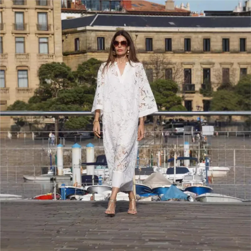 Summer White Dress For Woman 2025 Trendy Casual Beachwear Cover-ups Outfits New Boho Hippie Chic Long Maxi Dresses Elegant Party